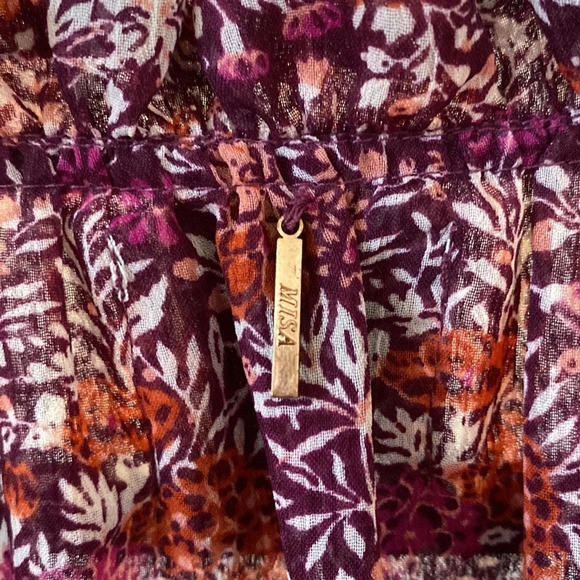 MISA Los Angeles Yesenia Mini Dress Floral Tassle Cold Shoulder Cottagecore XS - Picture 14 of 15